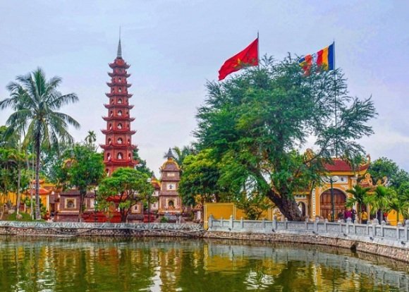 most beautiful pagoda hanoi vietnam tran quoc