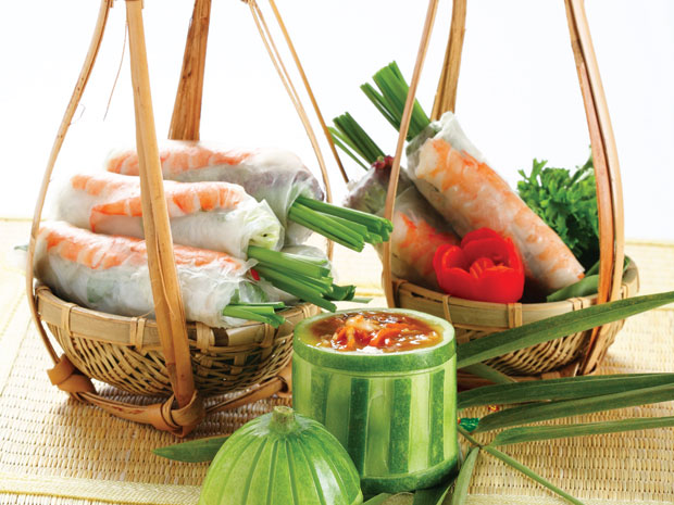 Presentation of Vietnamese Spring Rolls