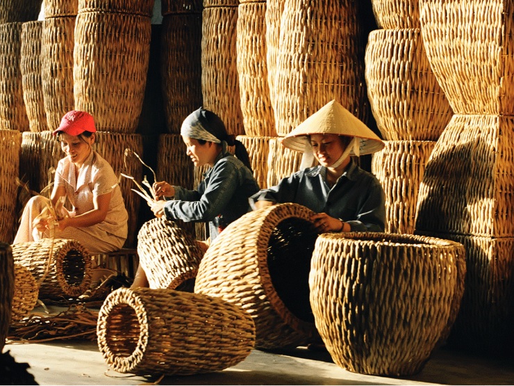 Wicker basket in vietnam
