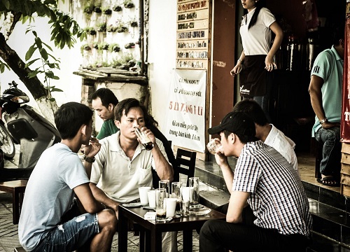 Vietnamese drink coffee in the morning