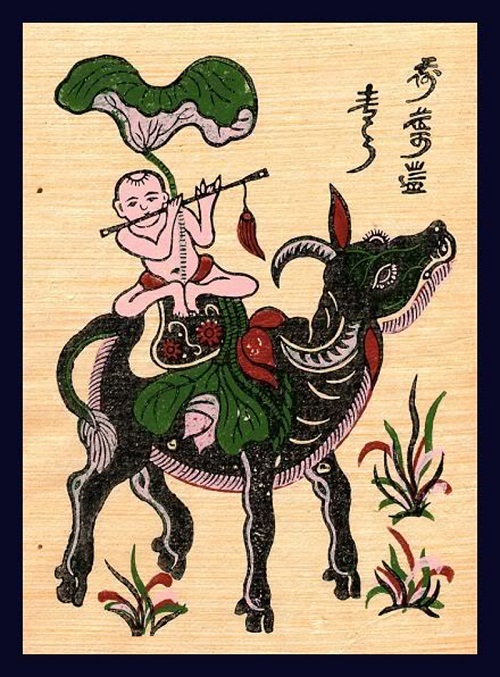 "Keeping the buffalo, playing the flute" a typical example of Dong Ho folk paintings in Vietnam