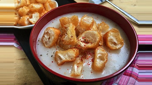 a bowl of pork rib porridge