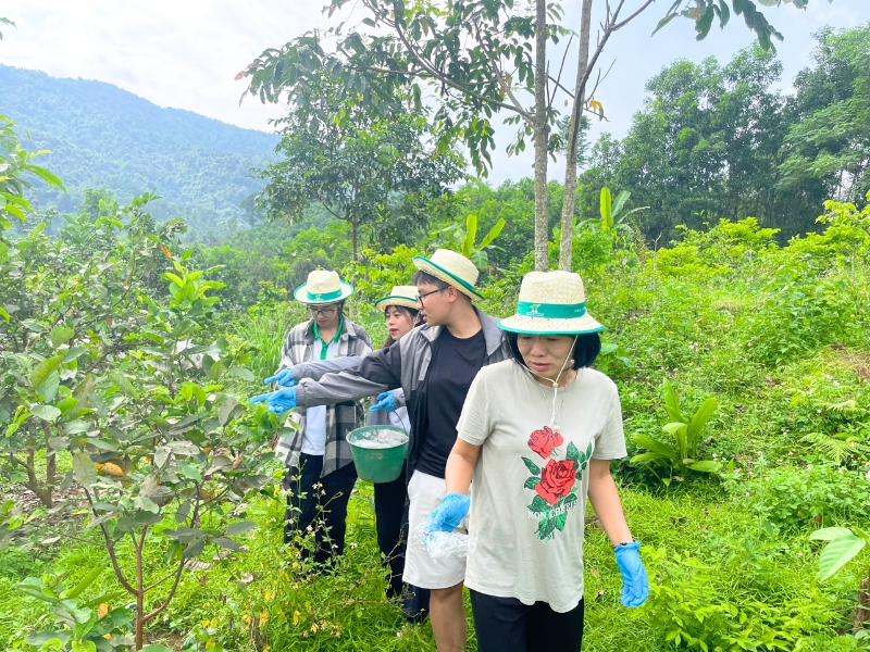 L’équipe de Horizon Vietnam a aidé les habitants à envelopper les goyaves