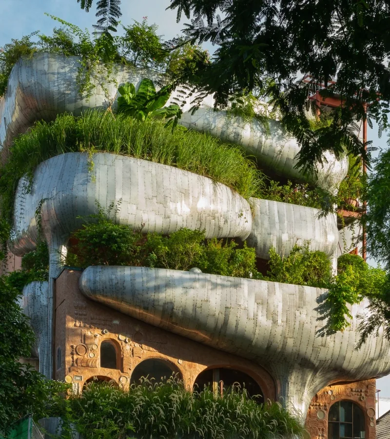 HUM - A striking building stands out with its lush planters on Võ Văn Tần Street