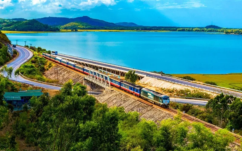 The North-South Reunification railway line, connecting Hanoi to Ho Chi Minh City, passes through Dong Hoi station